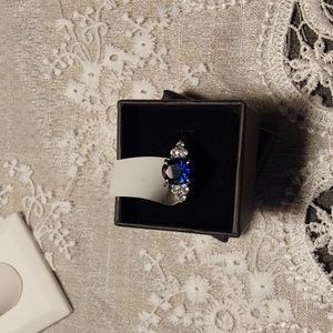 NWT JewelryTV Solid Sterling Silver 925 lab-created Blue Sapph & CZ ring size 8